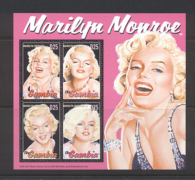 Gambia 2004 Marilyn Monroe / Films / Cinema 4v sht (n12359)