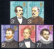 GB 1973 Explorers / People / Maps / Navy 5v set (n30625)