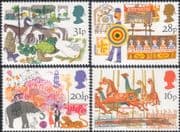 GB 1983 Fairs/ Circus/ Animals/ Cat/ Horses/ Clowns/ Tiger/ Steam Engine 4v set (s2810a)