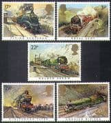 GB 1985 Steam Engines/ Locomotives/ Trains/ Rail/ Railways/ Transport 5v set (n21871)