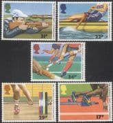 GB 1986 Commonwealth Games/ Sports/ Rifle Shooting/ Rowing/ Hockey/ Athletics/ Boat 5v set (n45307p)