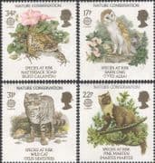 GB 1986 Europa/ Endangered Animals/ Barn Owl/ Cat/ Toad/ Pine Marten/ Birds/ Nature 4v set (n45307q)