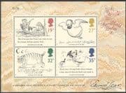 GB 1988 Animated Edward Lear / Cat / Owl / Birds m/s (n17669)