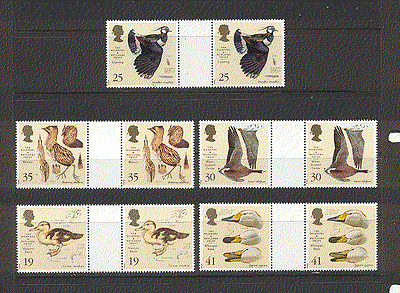 GB 1996 WETLAND BIRDS / DUCKS / Nature 5v gutter set n18235