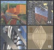 GB 1999 Millennium/ Shipbuilding/ Cotton Mill/ Wool/ Weaving/ Bank/ Commerce/ Industry/ Buildings/ Architecture 4v set (n29737)