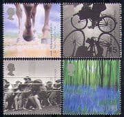 GB 2000 Millennium / Horses / Cycling / Flowers / Sport / Bikes / Transport 4v set (b8877p)