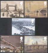 GB 2002 Bridges of London/ Buildings/ Architecture/ Big Ben/ / St Paul's Cathedral/ Clock Tower 5v set (n43527)