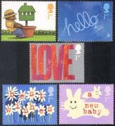 GB 2002 Greetings/ Plane/ Aircraft/ Rabbit/ Teddy Bear/ Baby/ Love/ Animation 5v set (b6283)