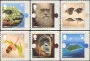 GB 2009 Darwin/ Orchid/ Birds/ Ape/ Lizard/ Animals/ Flower/ Nature 6v set s/a (n22036)