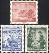 Germany 1955 Land Reform Charter 10th Anniversary/ Farmers/ Tractor/ Bricklayer/ Houses/ Workers 3v set (n44580)