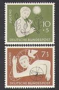 Germany 1956 Youth Hostel Fund / Dove / Music / Birds / Nature / Welfare 2v set (n37077)