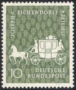 Germany 1957 Eichendorff/ Author/ Writers/ People/ Horse/ Coach/ Transport 1v (n43466)