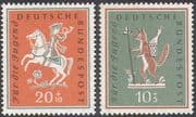 Germany 1958 Horse/ Rider/ Fox/T ales/ Students Fund/ Animals/ Transport 2v set (n27887)