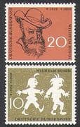 Germany 1958 Wilhelm Busch / Writers / Books / Cartoons / Animation / People 2v set n37079