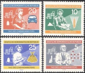 Germany 1960 Chemical Workers/ Oil/ Cars/ Science/ Farming/ Dress/ Transport  4v set (n43622)