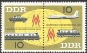 Germany 1963 Leipzig Fair/ Trains/ Planes/ Cars/ Buses/ Railway/ Transport 2v pr (n28107)