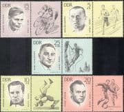 Germany 1963 Sportsmen/ Cycling/ Football/ Climbing/ Wrestling/ Athletics/ Sports 5v set (n43937)