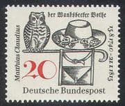 Germany 1965 Matthias Claudius/ Poet/ Owls/ Frogs Nature/ Birds 1v (n27876)