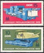 Germany 1969 Leipzig Fair/ Printing Press/ Machinery/ Combined Harvester/ Tractor/ Farming/ Industry/ Commerce 2v set (n43605)