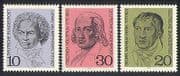 Germany 1970 Beethoven / Hegel / Composers / Poets / Arts / Music / People 3v set (n36462)