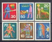 Germany 1970 Health / Welfare / Rescue / Ambulance / Fireman / Nurse / Welder 6v set n25608
