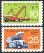 Germany 1974 Autumn Fair/Train/ Crane/ Tractor/ Rail/ Industry/ Commerce 2v set (n27583)