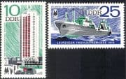Germany 1976 Trawler/ Ship/ Transport/ Housing/ Flats/ Building/ Architecture/ Leipzig Fair/ Fishing Industry/ Commerce 2v set (n28780)