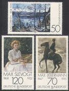 Germany 1978 Art / Paintings / Horse / Cat / Lake / Mountains / Animals 3v set (n35344)