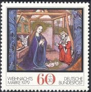 Germany 1979 Christmas/ Greetings/ Nativity/ Art/ Painting/ Cattle/ Donkey 1v (g10101)