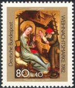 Germany 1982 Christmas/ Greetings/ Nativity/ Art/ Carving/ Donkey/ Cattle 1v (g10104)