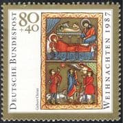 Germany 1987 Christmas/ Greetings/ Nativity/ Art/ Painting/ Cattle/ Donkey 1v (g10108)