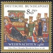 Germany 1988 Christmas/ Greetings/ Nativity/ Magi/ Kings/ Three Wise Men/ Cattle/ Donkey/ Art/ Painting 1v (g10109)