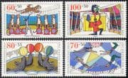 Germany 1989 Circus/ Tigers/ Sealions/ Jugglers/ Trapeze/ Animals 4v set (n27867)