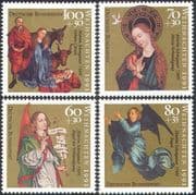 Germany 1991 Christmas/ Nativity/ Cattle/ Stable/ Magi/ Angels/ Madonna/ Art/ Painting 4v set (n21281)