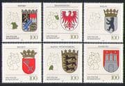 Germany 1992 Landers/Bear/ Eagle/ Lions/ Castle/ Key/ Coat of Arms/ Heraldry /Maps/History/Heritage 6v (n31332)