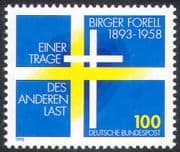 Germany 1993 Birger Forell/ Swedish Flag/ Heart/ Cross/ War Refugees/ Welfare 1v (n21879)