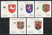 Germany 1993 Horses/ Lion/ Eagle/ Coat of Arms/ Heraldry/ History/ Maps/ Shields 5v (n31334)