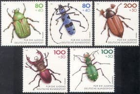 Germany 1993   Welfare Fund/ Endangered Beetles/ Insects/ Nature / Conservation  5v set (n42098)
