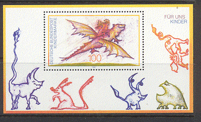 Germany 1994  "For the Children"/ Animated Dragon/ Creature  1v  m/s  (s1134)