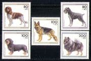 Germany 1995 Alsatian/ Dachshund/ Schnauzer/ Dogs/ Pets/ Working/ Animals/ Nature/ Welfare Fund 5v set (n28118)