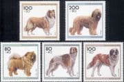 Germany 1996 Dogs/ Pets/ Working/ Animals/ Nature/ Welfare Fund/ Collie/ St Bernard 5v set (s98)