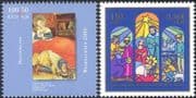 Germany 2000 Christmas/ Greetings/ Nativity/ Art/ Painting/ Shepherds/ Magi/ Cattle/ Donkey/ Animation 2v set (g10116)