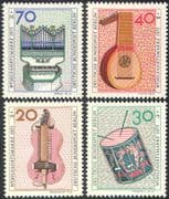 Germany (B) 1973 Music/ Instruments/ Organ/ Drum/ Lute/ Hurdy-Gurdy/ Musical Instruments 4v set (n42096)