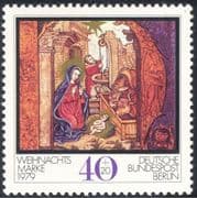 Germany (B) 1979 Christmas/ Greetings/ Nativity/ Painting/ Art/ Cattle/ Donkey/ Animals/ Nature 1v (g10119)
