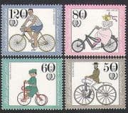 Germany (B) 1985 Bicycles / Bikes / Cycling / Transport / Youth Welfare 4v set (n35570)