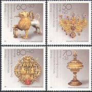 Germany (B) 1988 Jewellery/ Gold/ Gems/ Lion Jug/ Goblet/ Cape Clasp/ Art/ Craft 4v set (n21385)