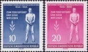 Germany (DDR) 1955 International Liberation Day/ Statue/ Peace/ Art 2v set (n46761)