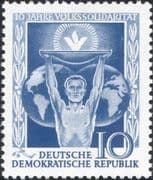 Germany (DDR) 1955 Solidarity Movement 10th/ Statue/ Flame/ World 1v (n46763)