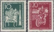 Germany (DDR) 1959 Stamp Day/ Postman/ Horse/ Motorcycle/ Bike 2v set (n46635)