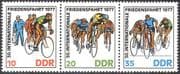 Germany (DDR) 1977 Cycling/ Bikes/ Sport/ Racing/ Bicycles/ Animation 3v set as strip (n25307)